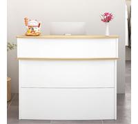 Elegante scrivania da ricevimento con cassetti chiudibili Spazioso bancone per uffici, hotel, boutique, negozi di fiori, design elegante e funzionale per spazi professionali.