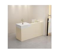 Elegante scrivania in legno con cassetti chiudibili a chiave, 120 cm, tavolo da banco anteriore per ufficio, clinica, salone e vendita al dettaglio, perfetto per hall e reception, orientamento a