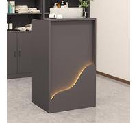 Elegante scrivania in legno scuro moderno con cassetti tavolo per computer e contatore cassa per salone di vendita al dettaglio hotel - Design semplice per negozi di abbigliamento