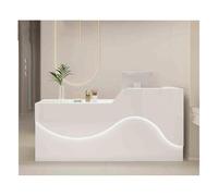 Elegante scrivania moderna con ampio spazio di archiviazione e design elegante - bianco 120 cm a destra, perfetto per receptionist, migliora l'atmosfera dell'ufficio con illuminazione pratica