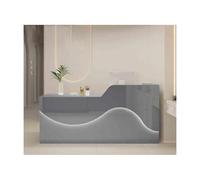 Elegante scrivania moderna con ampio spazio di archiviazione e illuminazione elegante - 120 cm bianco mobili da ufficio per receptionist, perfetto per creare un'atmosfera accogliente