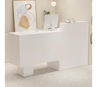 Elegante scrivania moderna con cassetto chiudibile a chiave, spazioso contenitore perfetto per saloni e negozi, 120 x 50 x 105 cm, elegante finitura bianca per spazi professionali