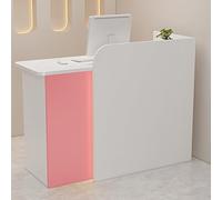 Elegante scrivania moderna in rosa con cassetto chiudibile a chiave, elegante banco contanti con foro per la gestione dei cavi, 110 cm, postazione di vendita al dettaglio per spazi organizzati