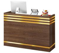 Elegante scrivania per reception con cassetti bloccabili e armadio antipolvere per saloni di bellezza e atrio, scrivania compatta in legno per uso ufficio.