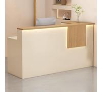 Elegante scrivania per reception con cassetti chiudibili e ripiano per tastiera, moderno tavolo da ufficio per salone o atrio, beige (100 x 45 x 90 cm) - soluzione elegante per spazio di lavoro