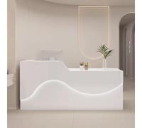 Elegante scrivania per reception con cassetti e illuminazione a LED, ideale per salotti e uffici. Design moderno per spazi di lavoro eleganti e decorazioni per la casa.