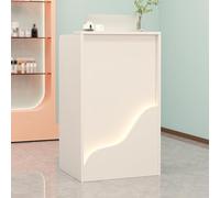 Elegante scrivania per reception in legno bianco con cassettiDesign semplice tavolo per computer e contatore cassa per negozi saloni e hotel Mobili da ricevimento moderni