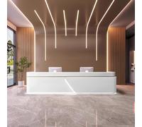 Elegante scrivania per ricevimenti con illuminazione a LED discreta e pannello con logo personalizzato, senza montaggio, bancone anteriore con contenitore bloccabile per ufficio/spazi commerciali, G