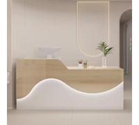 Elegante scrivania per saloni di ricevimento con cassetti e strisce luminose a LED, moderno tavolo da ufficio con spazio per reception per piccole imprese