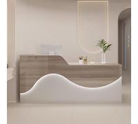 Elegante scrivania per saloni di ricevimento con cassetti e strisce luminose a LED, moderno tavolo da ufficio per piccole imprese, receptionist parrucchiere e spa