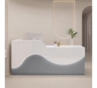 Elegante scrivania per saloni di ricevimento con cassetti e strisce luminose a LED, perfetto tavolo da ufficio con spazio per la reception di piccole imprese