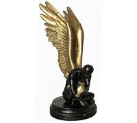 Elegante scultura 3D a forma di ali d'angelo, decorazione in resina dorata per casa e ufficio, 16 x 10 x 24 cm, per i propri cari