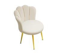 Elegante sedia bianca con accento - Sedia da trucco in velluto per camera da letto accogliente sgabello da lettura dal design chic a conchiglia confortevole poltrona da salone per adulti - pezzo