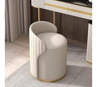 Elegante sedia da toeletta bianca con schienale, sgabello da trucco in pelle PU, struttura in legno massello, cuscino ad alta resilienza, seduta perfetta per toletta per camera da letto e sala trucco