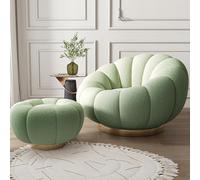 Elegante sedia girevole a 360 gradi con ottomana confortevole divano rotondo per camera da letto o sala lettura elegante design piedistallo per arredamento moderno