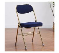 Elegante sedia pieghevole in velluto blu con seduta imbottita robusta struttura in acciaio, sgabello portatile per eventi al chiuso, elegante seduta per visitatori, comoda e chic
