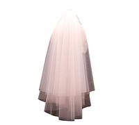Elegante Semplice Velo da Sposa a Due Strati da Sposa con pettine per capelli Veli corti in Tulle Tinta Unita Per la festa nuziale dell'abito da ballo della Cattedrale Beige