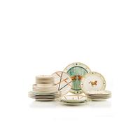 Elegante servizio da tavola da 24 pezzi, 100% porcellana, include piatti da portata, ciotole e piatti da dessert, adatto al microonde e alla lavastoviglie