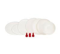 Elegante servizio da tavola da 58 pezzi, 100% porcellana, rosso e bianco, include piatti, ciotole, piatti, spargi, perfetto per gli ospiti