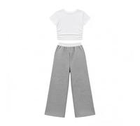 Elegante set casual per ragazze, abbigliamento confortevole in due pezzi, morbido per tutte le occasioni quotidiane (grigio, 11-12 anni)