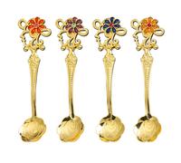 Elegante set cucchiaio in metallo a forma di fiore per mescolare caff?? e t?? (4