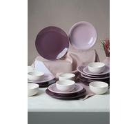Elegante set da 18 pezzi in ceramica, 100% antibatterico, Easy Clean, Thermal Shock Resistant | Include 6 piastre di servizio (26 cm), cena (22 cm), ciotole (12 cm) | Lavastoviglie e Microwave Safe