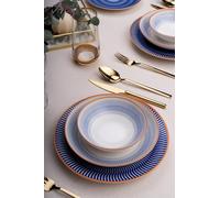 Elegante set da 24 pezzi, 100% Porcelain | Include piastre di servizio, ciotole e dessert | Lavastoviglie e Microwave Safe | Perfetto per ogni occasione