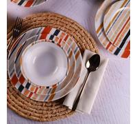 Elegante set da 24 pezzi, 100% Porcelain | Include piastre di servizio, ciotole e dessert | Lavastoviglie e Microwave Safe | Perfetto per ogni occasione