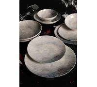 Elegante set da 24 pezzi, 100% Porcelain | Include piastre di servizio, ciotole e dessert | Lavastoviglie e Microwave Safe | Perfetto per ogni occasione