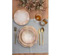 Elegante set da 24 pezzi, 100% porcellana | Include piastre di servizio, ciotole, piatti da dessert | Lavastoviglie e Microwave Safe | Perfetto per ogni occasione