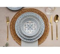 Elegante set da 24 pezzi, 100% porcellana | Include piastre di servizio, ciotole, piatti da dessert | Lavastoviglie e Microwave Safe | Perfetto per ogni occasione
