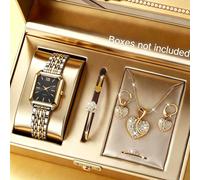 Elegante set da 6 pezzi di orologio quadrato con gioielli a forma di cuore, versatile e raffinato, regalo ideale per la Festa della Mamma, il Ramadan e San Valentino Tagli UnicaLega di zinco