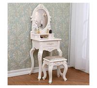 Elegante set da bagno bianco da donna, scrivania per il trucco con 4 cassetti e superficie di scrittura rimovibile, specchio ovale elegante mobile per camera da letto (dimensioni: 60 x 40 x 145 cm)