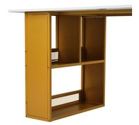 Elegante set da pranzo contemporaneo con 6 sedie con contenitore, tavolo rettangolare di lusso, sedie in pelle PU, perfetto per sale da pranzo moderne (colore: bianco + truciolato)