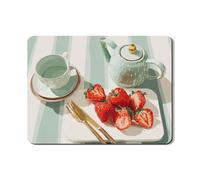 Elegante set da tè verde scolapiatti per bancone della cucina, tappetino scolapiatti in gomma assorbente vintage, design estivo con fragole, tappetino in morbido cotone per asciugare la decorazione