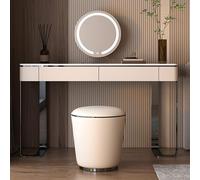 Elegante set da toeletta con 3 opzioni di illuminazione, specchio e sgabello, tavolo da toeletta con 2 cassetti, tavolo rockboard, elegante stazione di bellezza (99,8 x 45 x 78 cm)