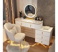 Elegante set da toeletta con cassetti regolabili, specchio e sgabello imbottito, 3 opzioni di colore, perfetto per camera da letto e decorazione della casa, elegante tavolo da trucco e toeletta