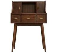 Elegante set da toeletta con specchio, 3 cassetti, 2 contenitori, scrivania per trucco multifunzione in legno massello, tavolo da toeletta per camera da letto (noce nero, 74 x 42 x 108 cm)