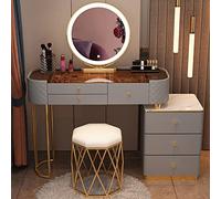 Elegante set da trucco con specchio touch e sgabello, luminosità regolabile in 3 colori, decorazione per camera da letto, elegante tavolo da toeletta per un design chic
