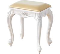 Elegante set da trucco vintage - design rettangolare con cuscino imbottito sgabello e pouf vittoriani con accenti oro e argento per camera da letto e soggiorno