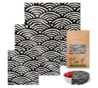 Elegante set di 3 involucri per alimenti in cera d'api, mantiene la freschezza del cibo naturalmente robusto, accessorio per la casa in cotone per l'organizzazione