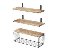 Elegante set di 3 mensole da bagno sospese, salvaspazio, in legno, da parete, sopra il WC, design moderno per la casa e la nizzazione