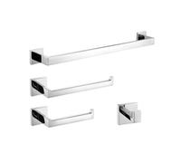 Elegante set di 4 portasciugamani in bronzo nero lucidato a specchio, kit di accessori da bagno per asciugamani, carta igienica, accappatoio, finitura cromata resistente.