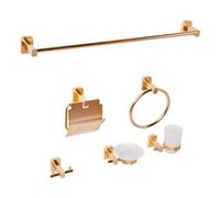 Elegante set di 6 accessori da bagno in stile moderno in alluminio con bicchiere