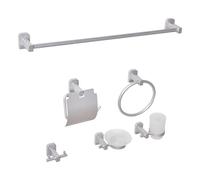 Elegante set di 6 accessori da bagno in stile moderno in alluminio con bicchiere