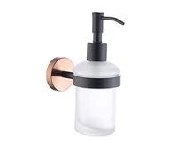 Elegante set di accessori da bagno: portasciugamani, porta carta igienica, gancio per asciugamani, portasapone e scopino per WC, accessori neri e oro rosa per un elegante aggiornamento del bagno