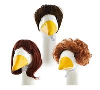 Elegante set di accessori per esterni con parrucca afro per taglio di capelli a bob, grazioso vestito da oca per prato e giardino, 3 pezzi (4)