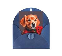 Elegante set di biglietti con stampa di un cane simile a un gentiluomo, biglietto con carta perlata, include buste e abbinamento, blu