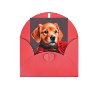 Elegante set di biglietti con stampa di un cane simile a un gentiluomo, biglietto con carta perlata, include buste e rosso abbinato