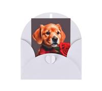 Elegante set di biglietti con stampa di un cane simile a un gentiluomo, biglietto con carta perlata, include buste e abbinamento, bianco